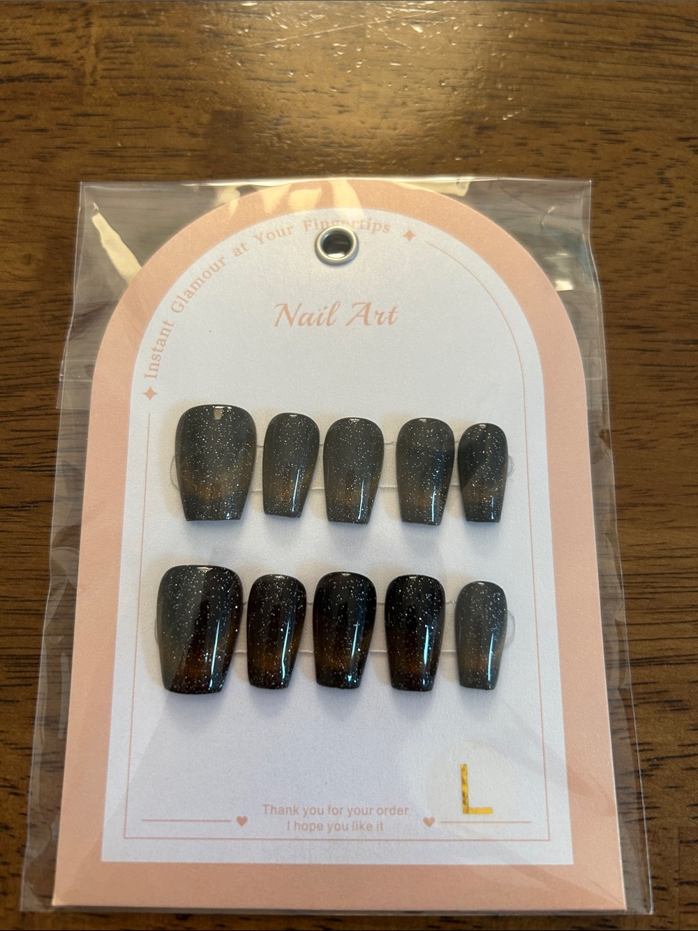 Handmade Black Glitter Ombre Press-On Nails, set of 10